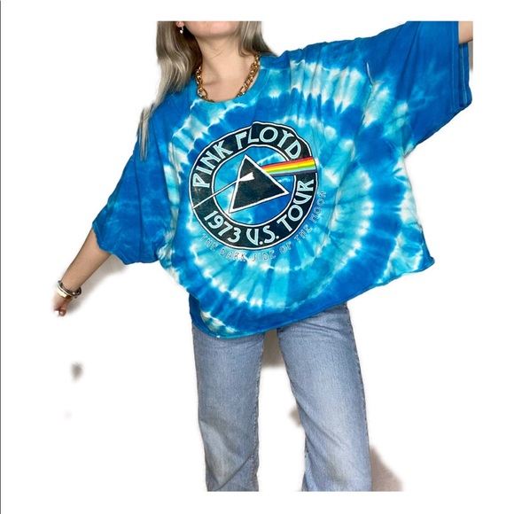 Oversized Pink Floyd graphic tie dye blue tee - Picture 2 of 5